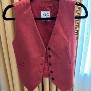Zara Rust Button-Up Vest